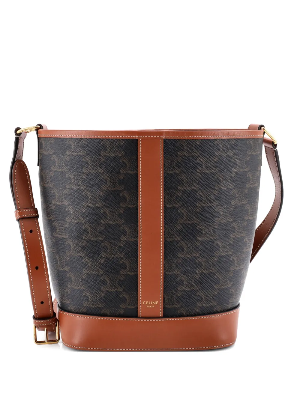 Celine Pre-Owned Triomphe Coated Canvas Small bucket bag - Marrone