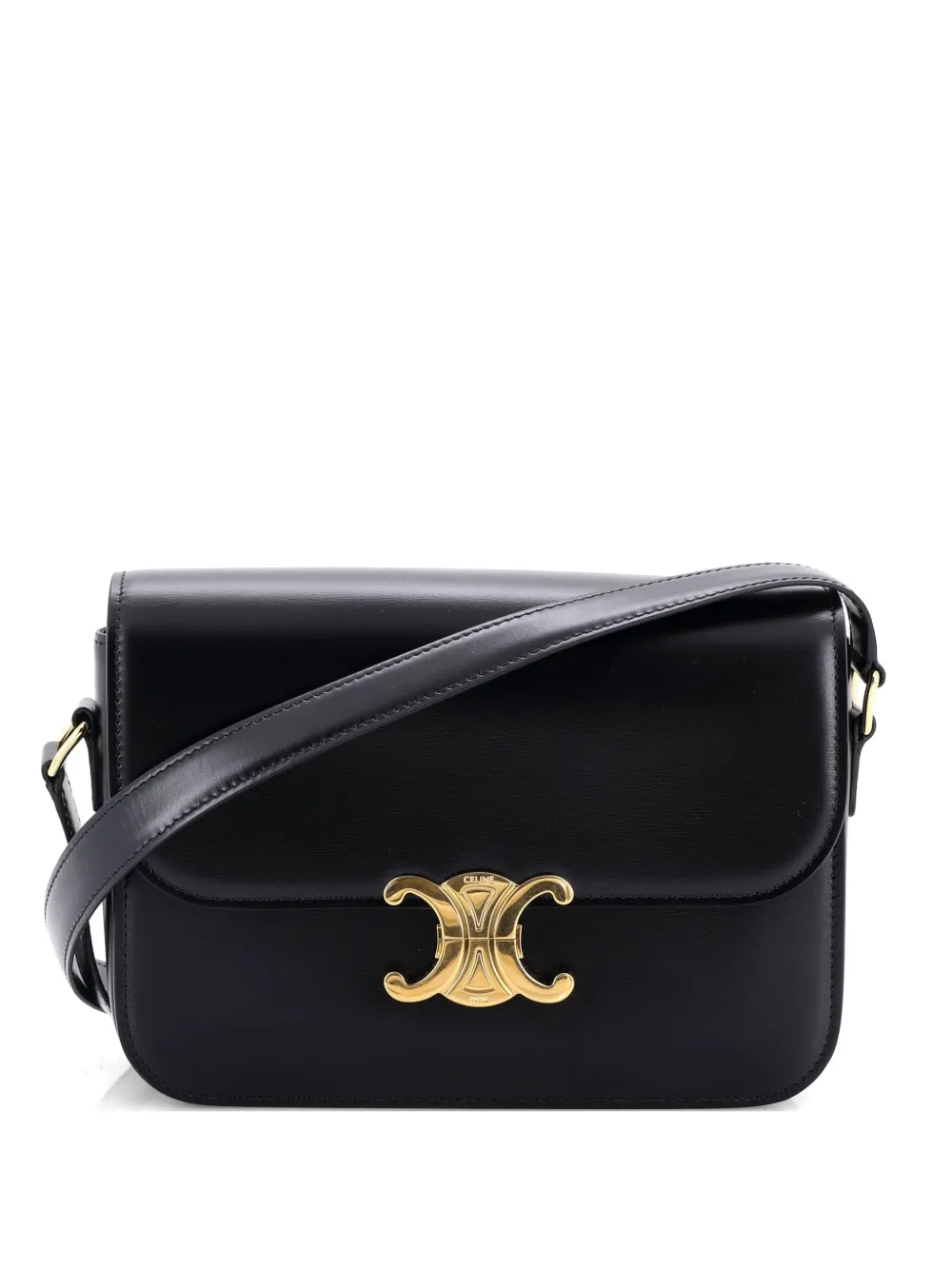 Celine Pre-Owned Borsa a tracolla Triomphe media in pelle di vitello liscia - Nero