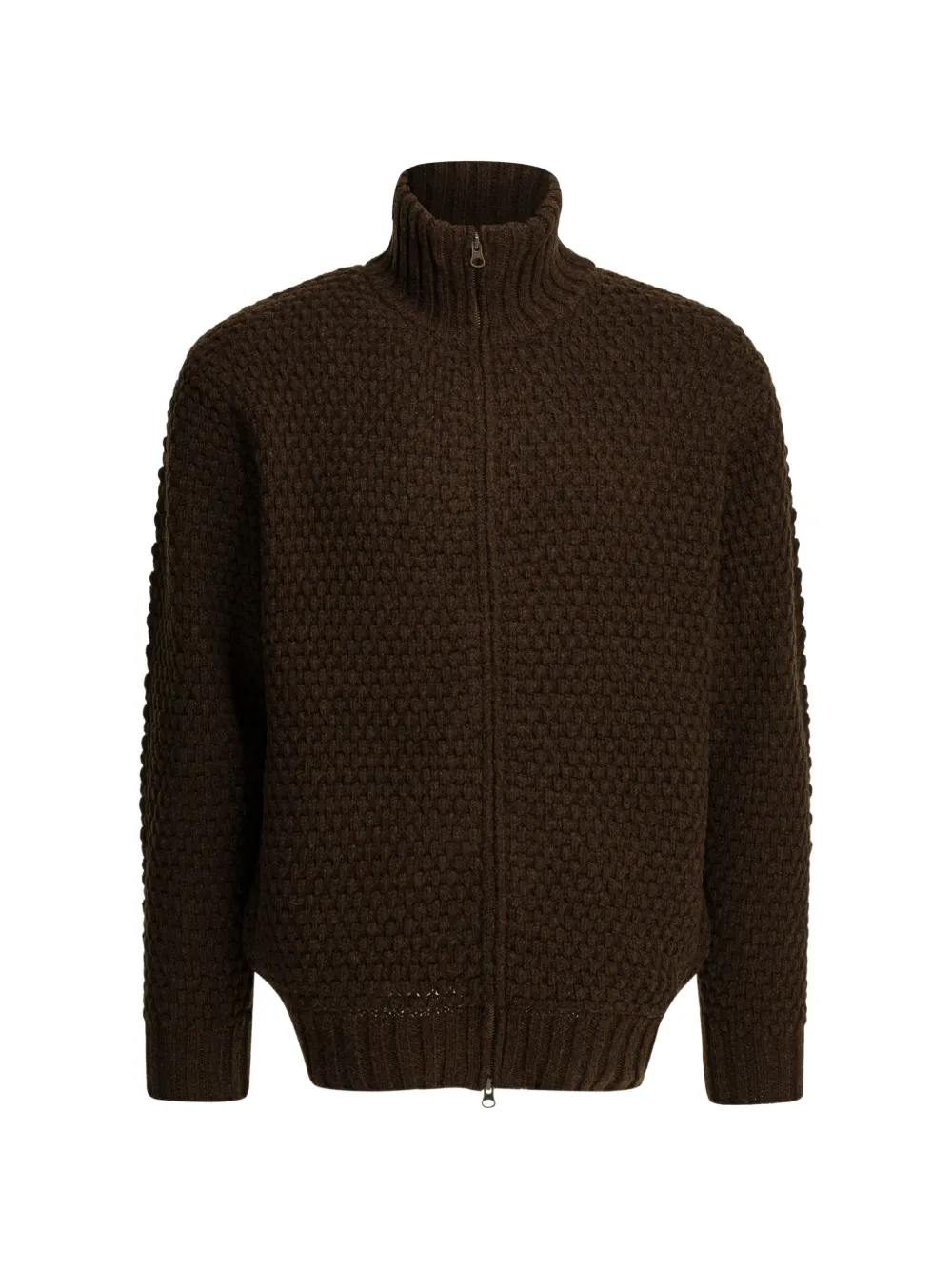 BEAMS PLUS zip high-neck cardigan - Marrone