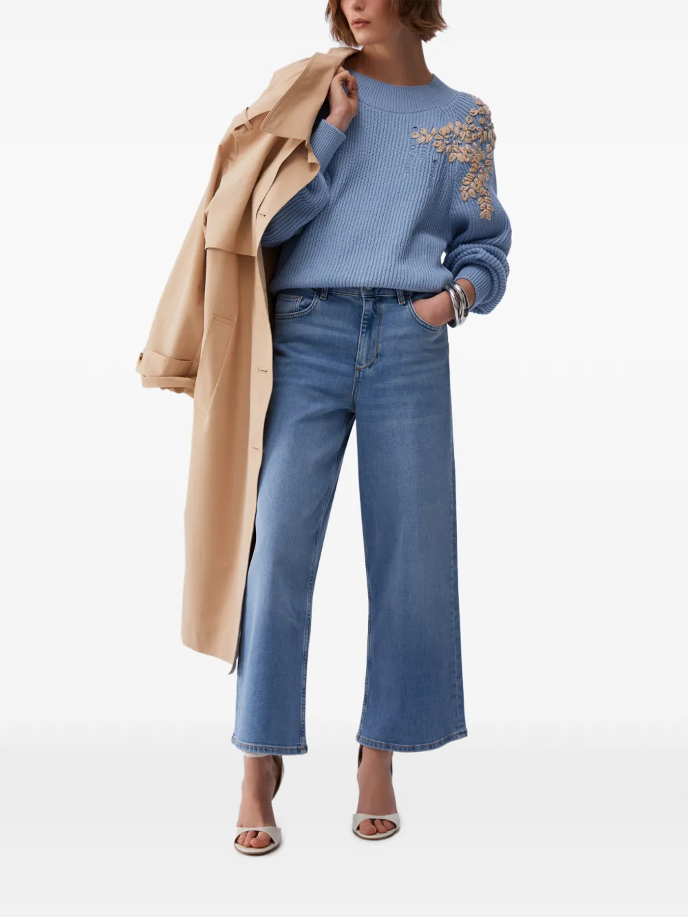  Liu Jo Pull En Raphia à Broderies - Bleu 