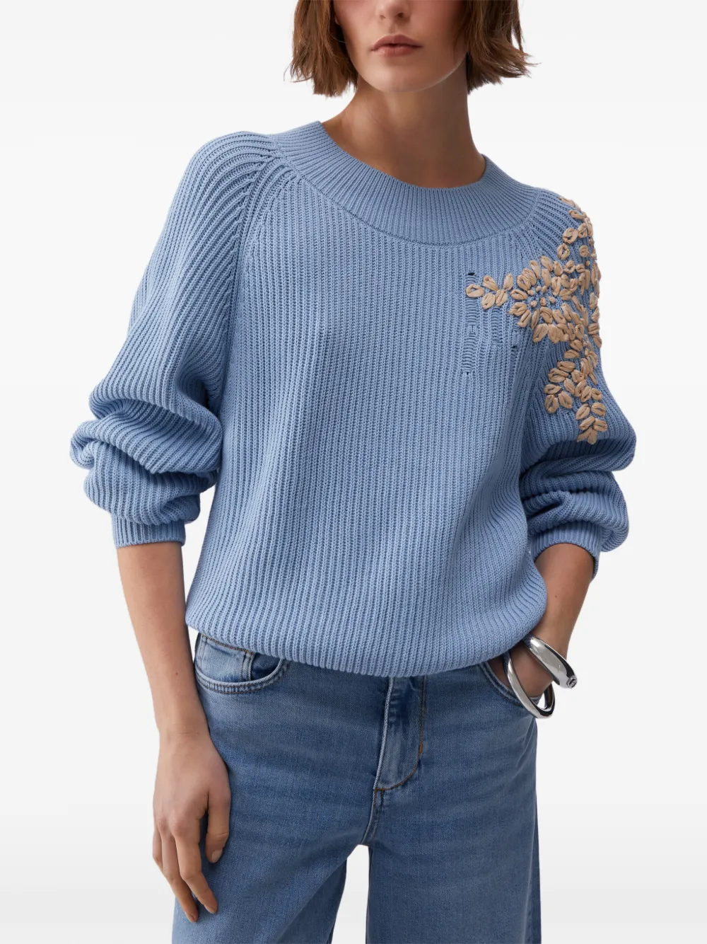  Liu Jo Pull En Raphia à Broderies - Bleu 