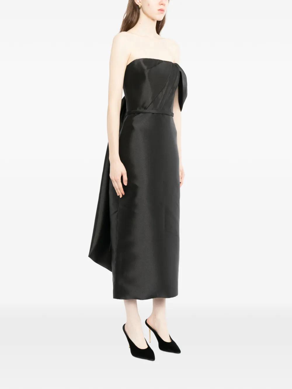  Amsale Bow Midi Cocktail Dress - Black 