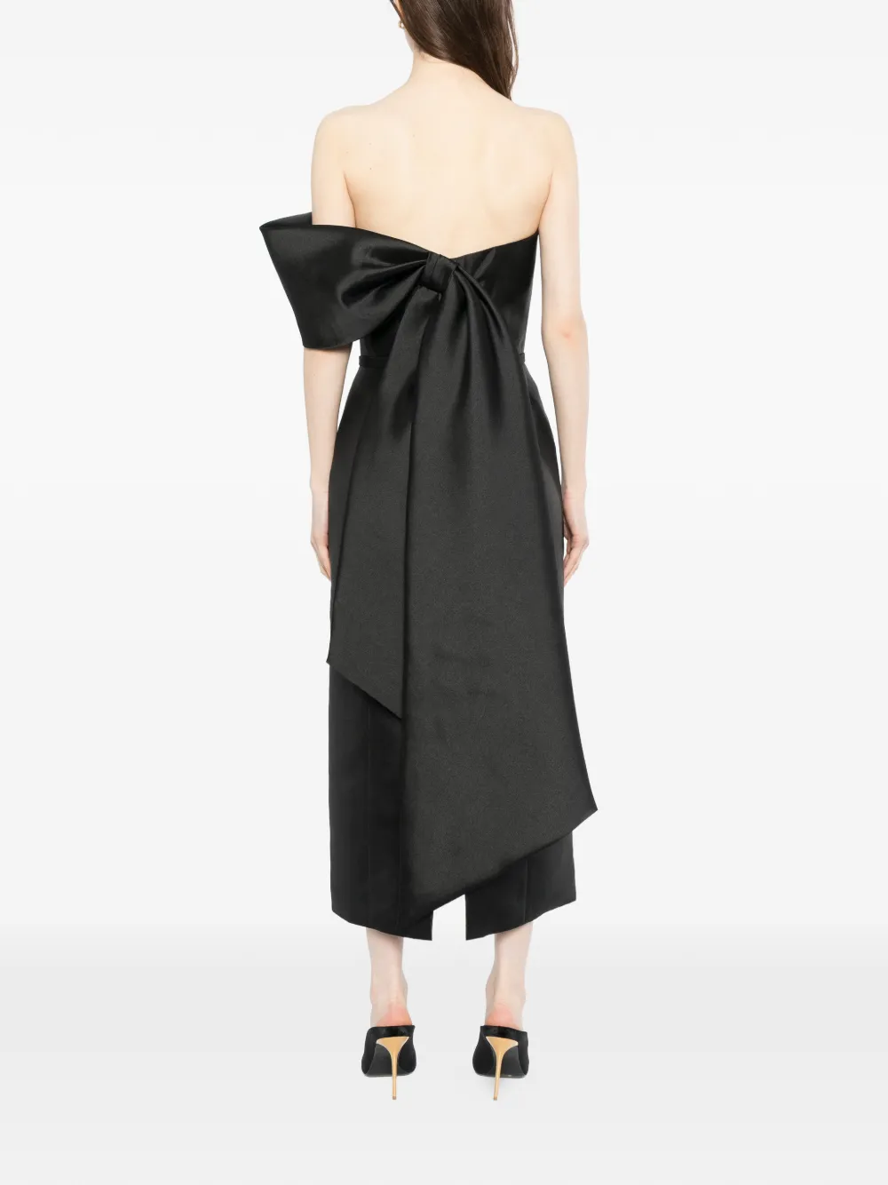 Amsale Cocktailjurk met strik Zwart