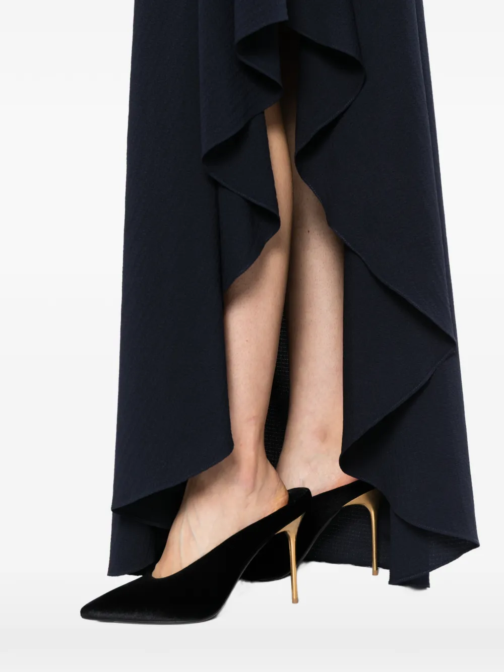 Amsale textured cowl-neck gown Zwart