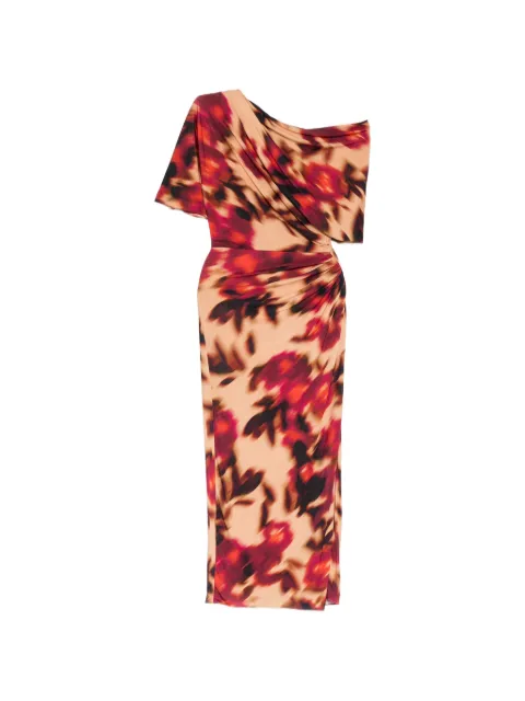 Amsale printed-rose drape dress