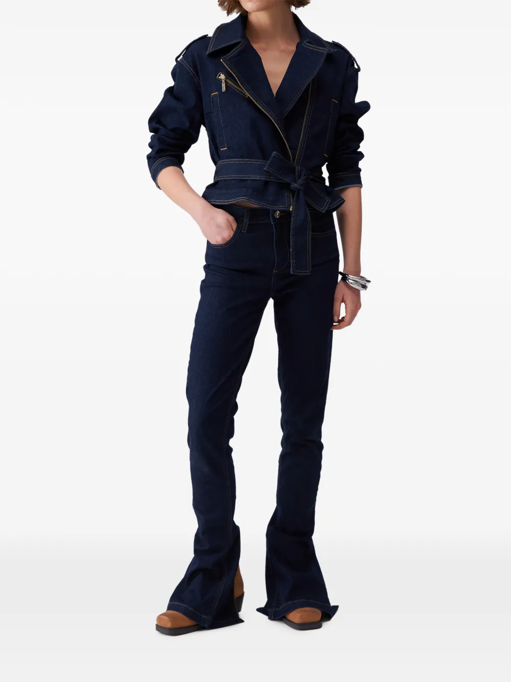 High-Rise Zipped Jeans