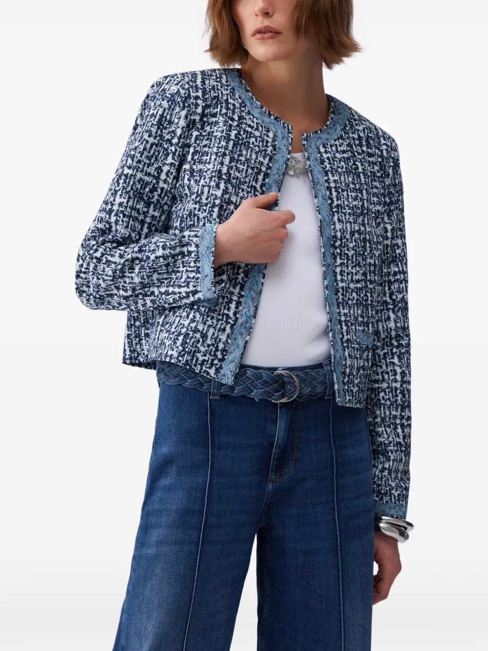 Liu Jo Bouclé Braided Jacket - Blue 