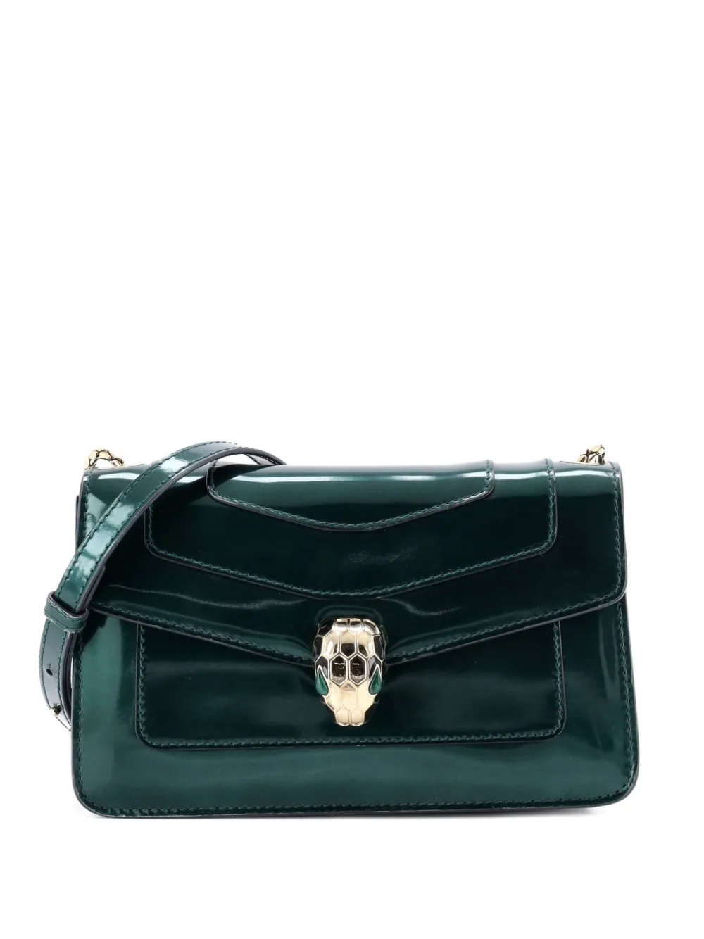 Bvlgari Pre-Owned Borsa a spalla Serpenti Forever piccola in pelle metallizzata - Verde