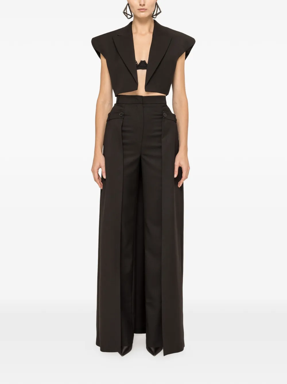  Nissa Detachable Skirt Wide-leg Trousers - Black 