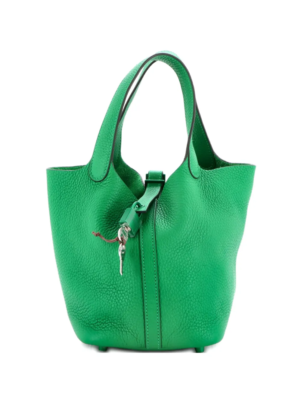 Hermès Pre-Owned Monochrome Picotin Lock Bag Clemence PM bucket bag - Verde