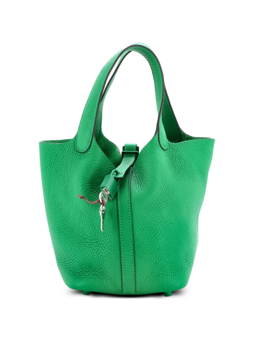Hermès Pre-Owned Monochrome Picotin Lock Bag Clemence PM bucket bag - Verde