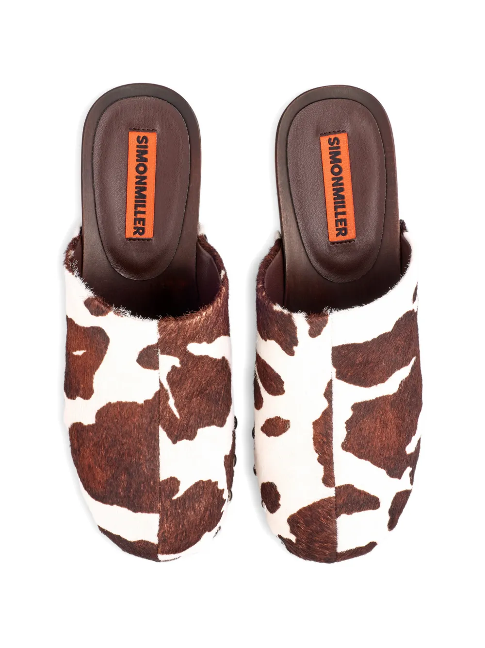 Simon Miller Rio cow-print wood clog mules Wit
