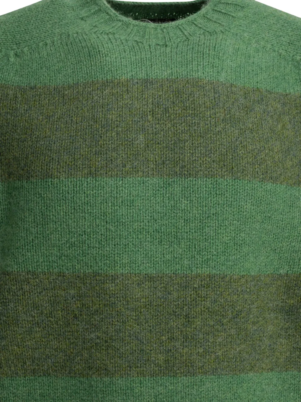  Beams Plus Striped Crew-neck Sweater - Green 