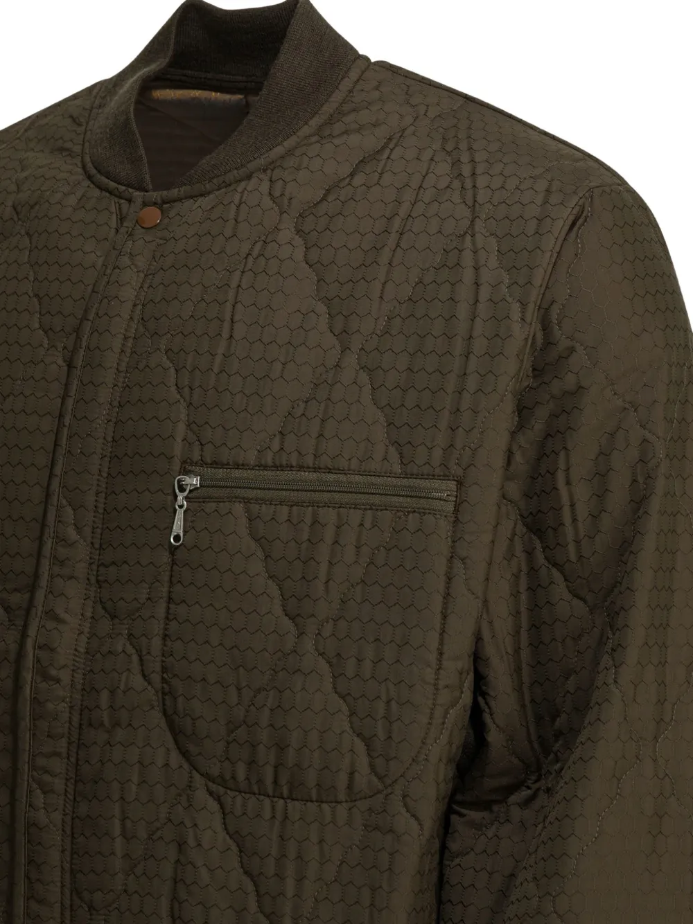 Quilted-Effect Zip-Pocket Coat