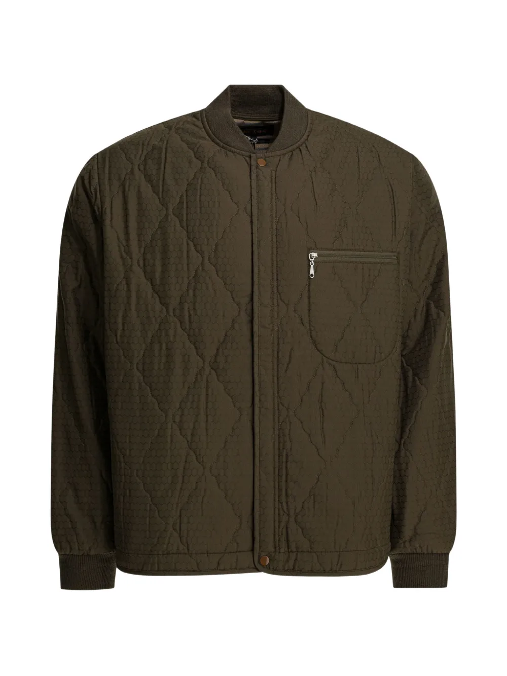BEAMS PLUS quilted-effect zip-pocket coat - Verde