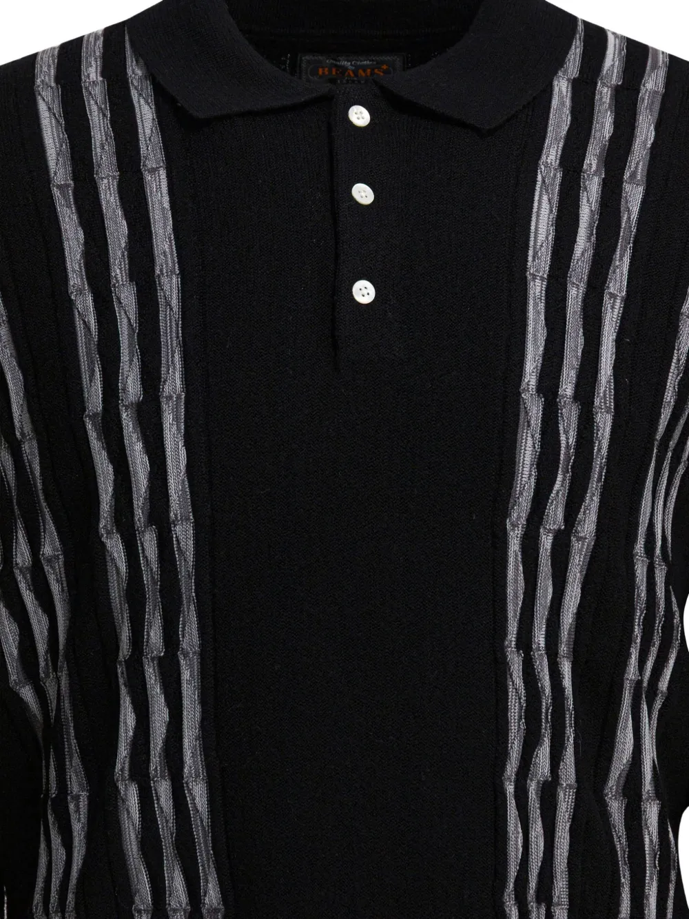  Beams Plus Striped Polo Shirt - Black 