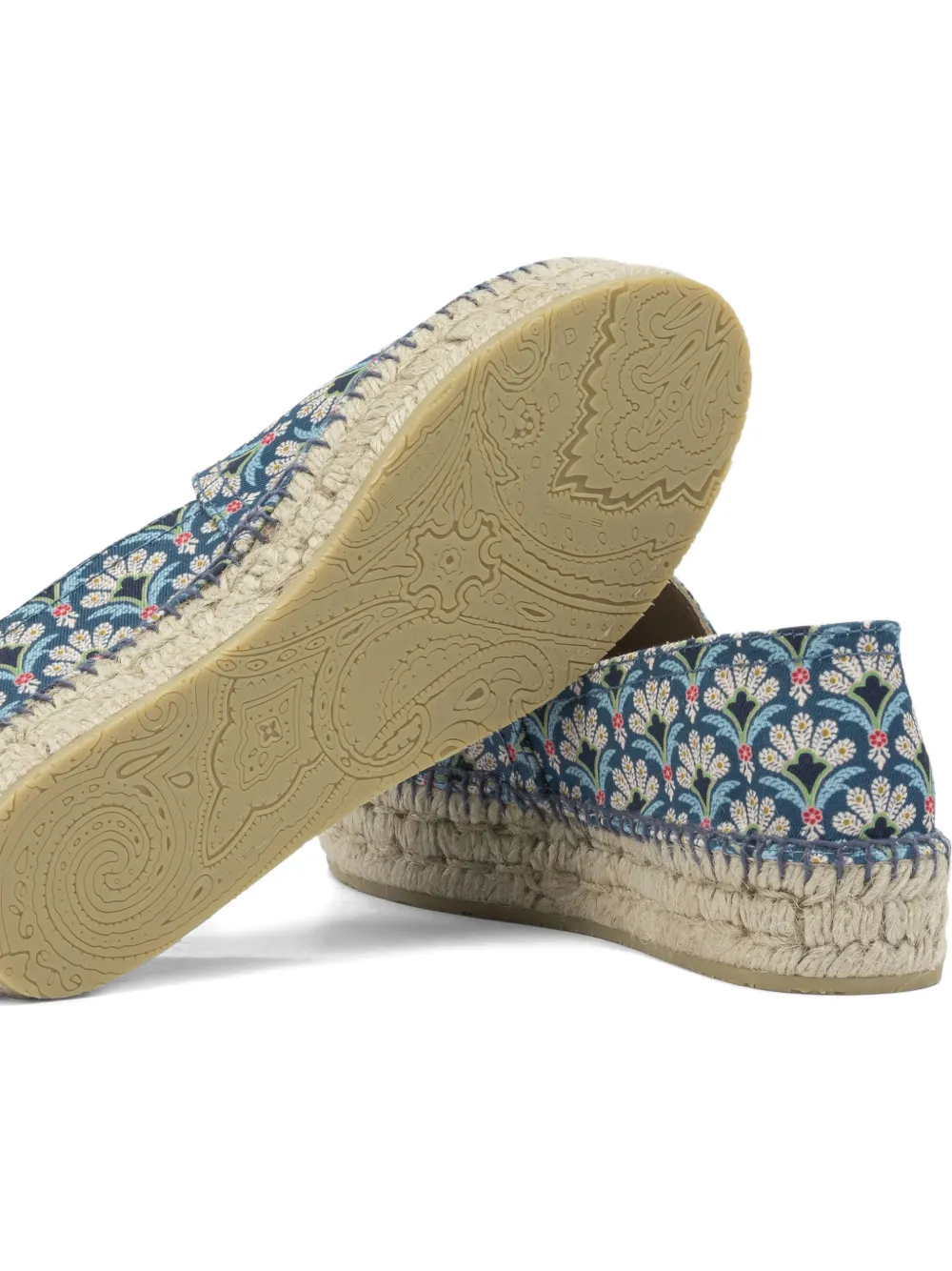 ETRO Espadrilles met plateauzool en bloemenprint Blauw
