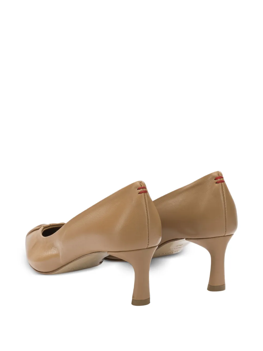  Halmanera Gathered Leather Pumps - Brown 