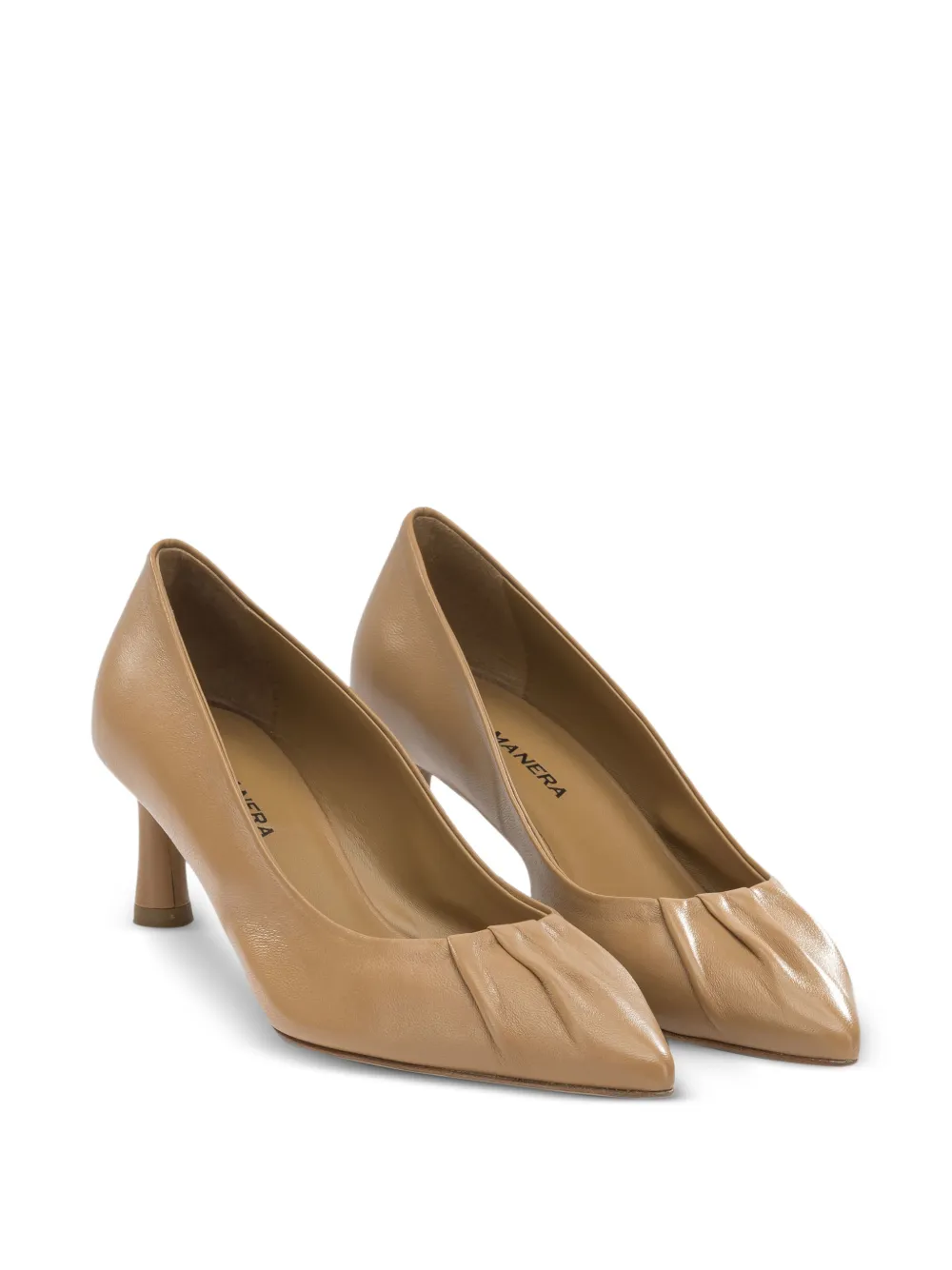  Halmanera Gathered Leather Pumps - Brown 