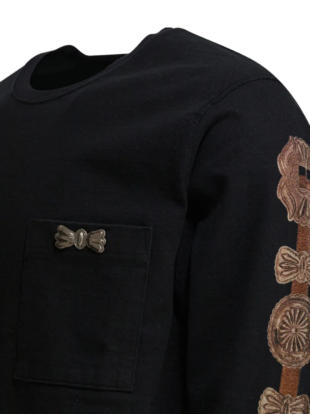 KAPITAL T-shirt met verfraaide mouwen Zwart