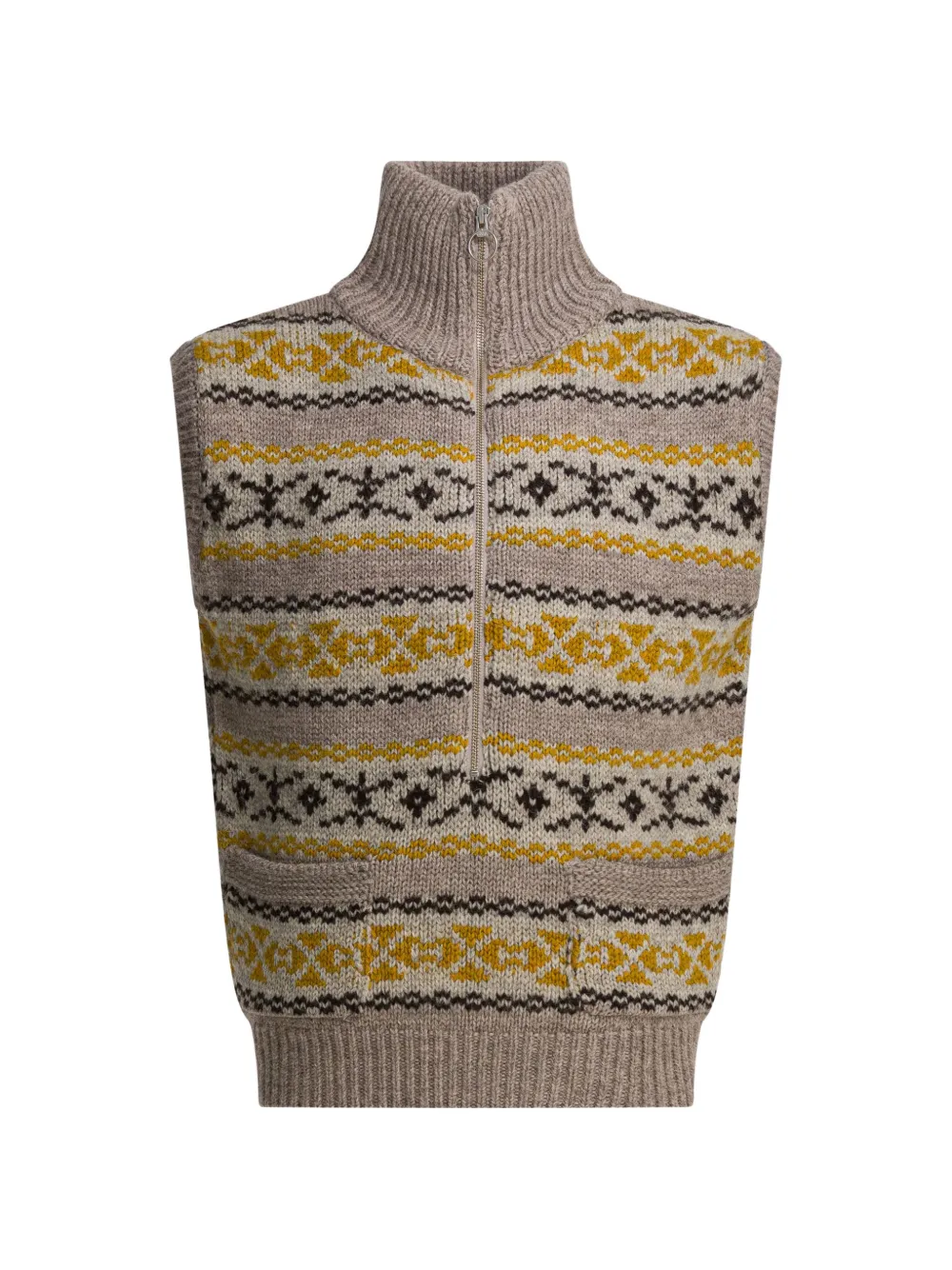 KAPITAL quarter-zip sleeveless sweater vest - Toni neutri