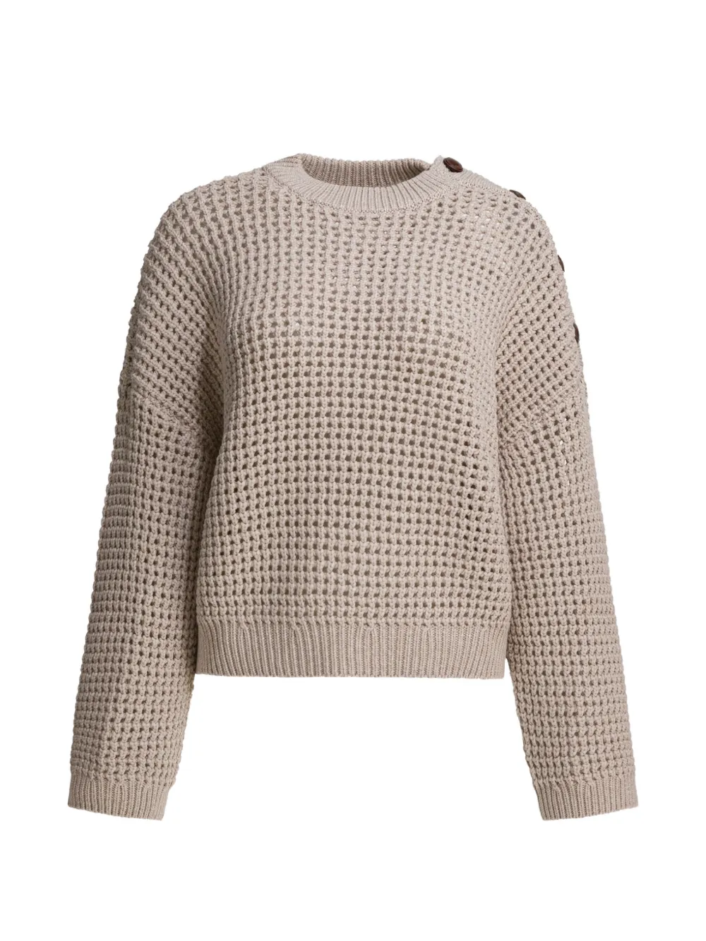 Brunello Cucinelli buttoned-shoulder sweater - Toni neutri