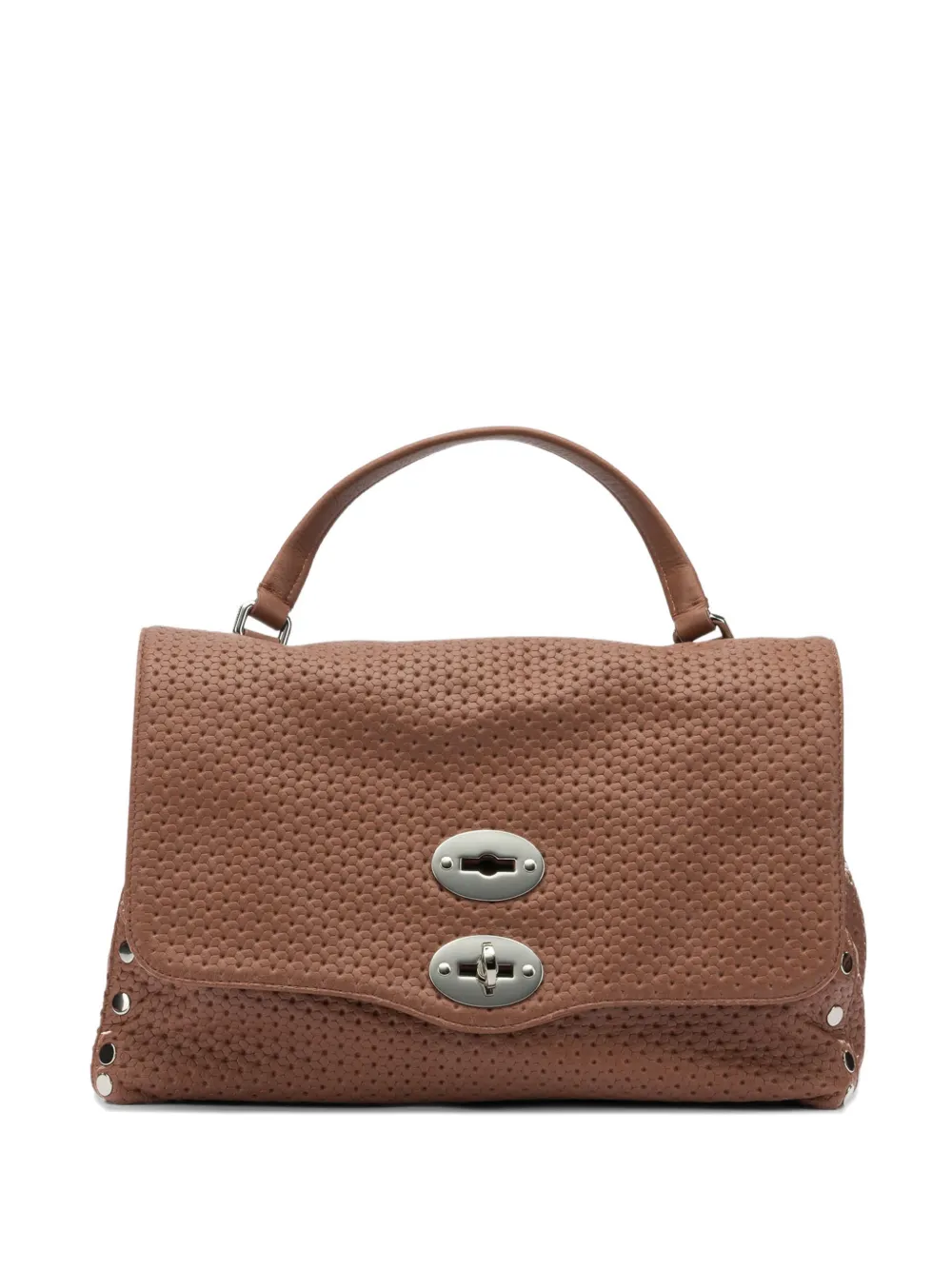 Zanellato Postina® perforated stud-embellished tote bag - Marrone