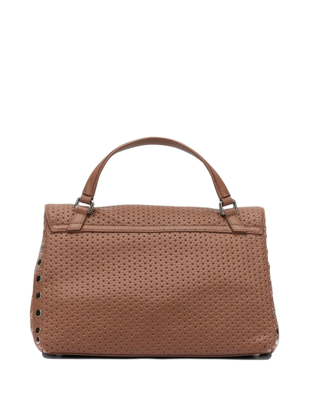 Zanellato Postina geperforeerde shopper verfraaid met studs Bruin