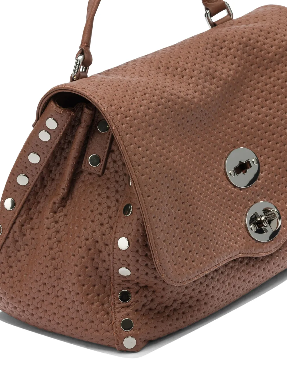 Zanellato Postina geperforeerde shopper verfraaid met studs Bruin