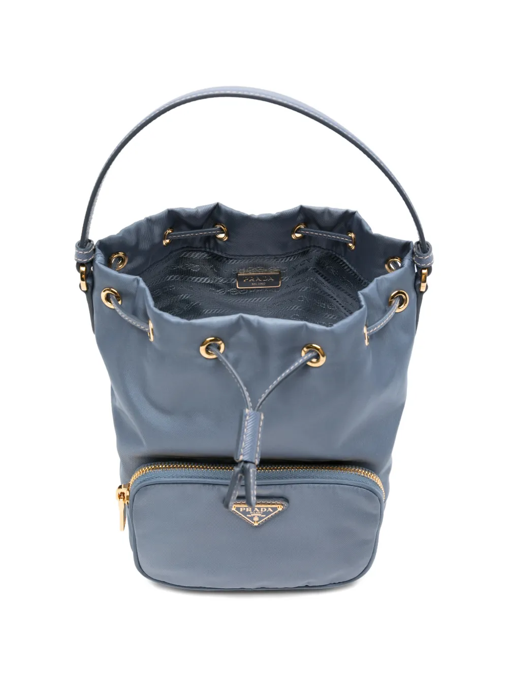 drawstring zip bucket bag