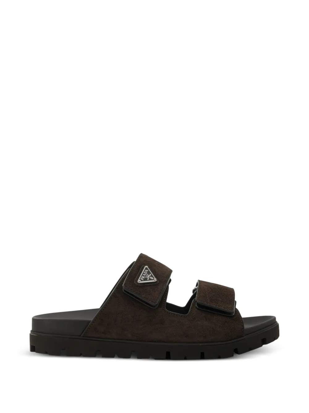 Prada strap logo-plaque sandals - Marrone