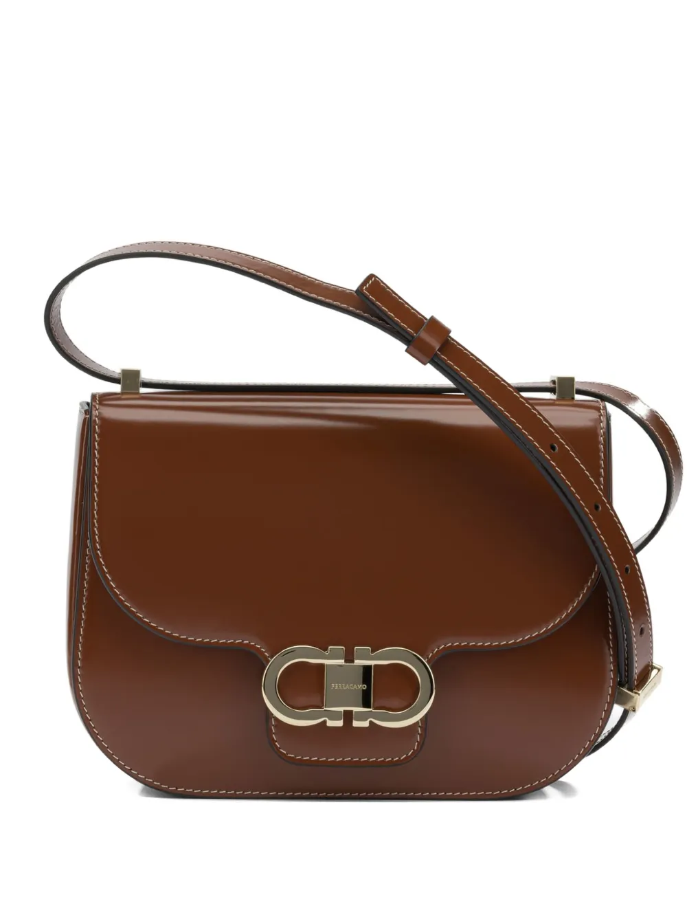 Ferragamo Double Gancini shoulder bag - Marrone