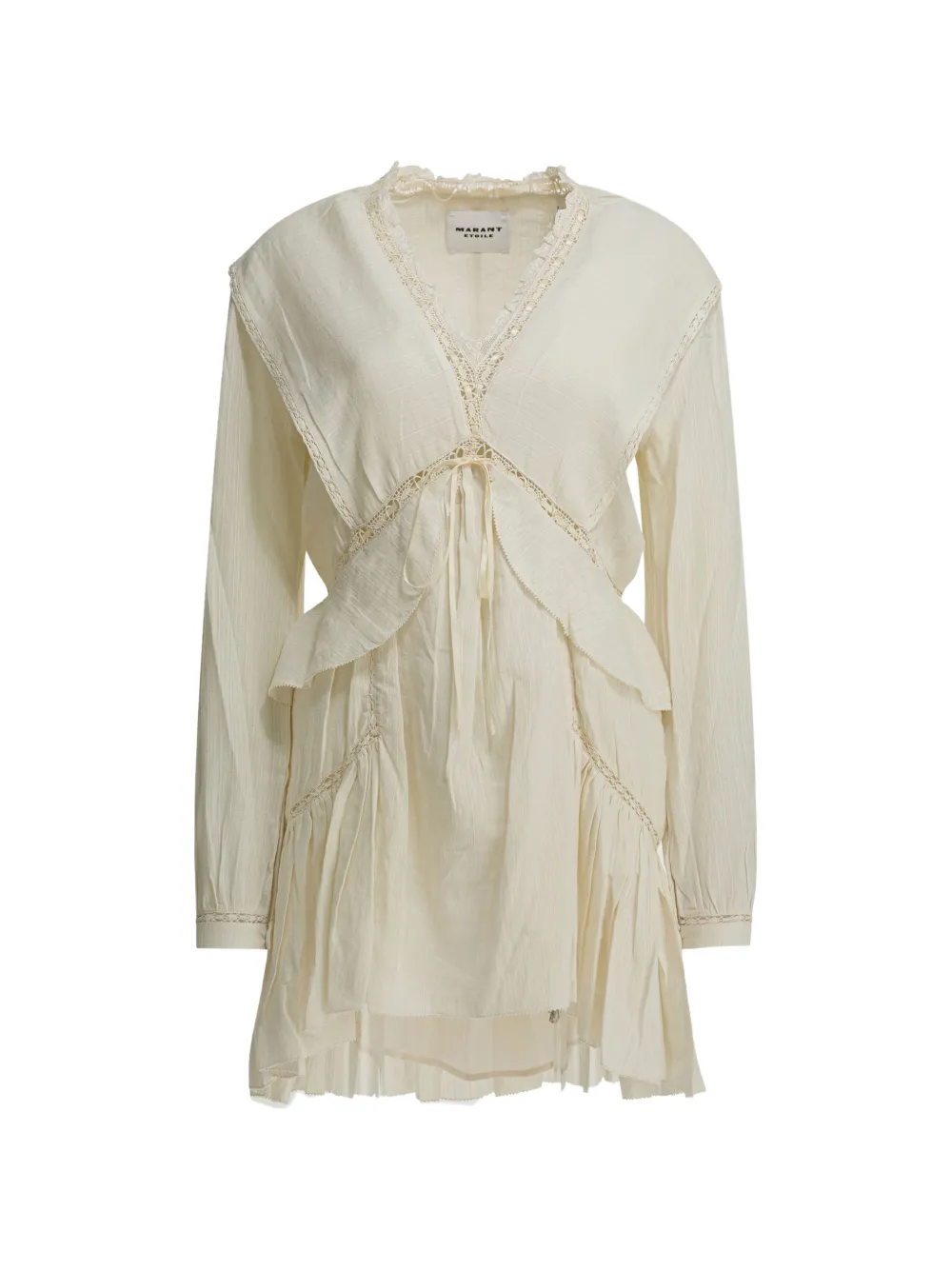 MARANT ÉTOILE lace-trim front-tie dress - Toni neutri