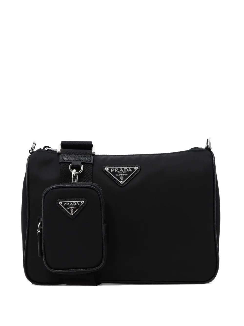 Prada logo-plaque shoulder bag - Nero