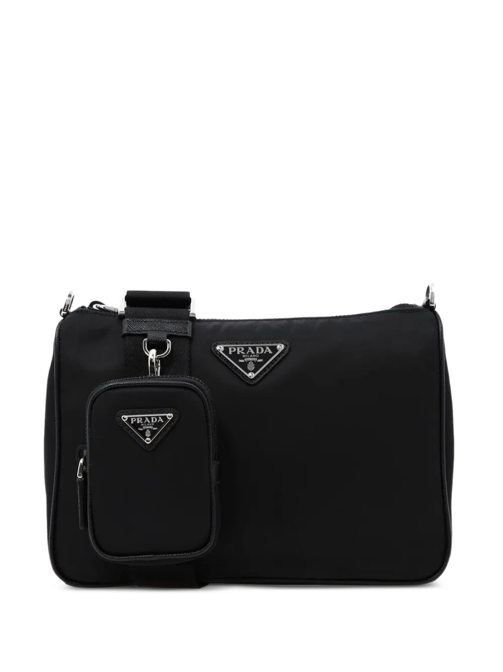 Prada logo-plaque shoulder bag - Nero