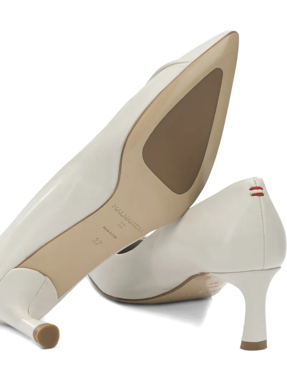 Halmanera Gesmockte pumps met puntige neus Wit