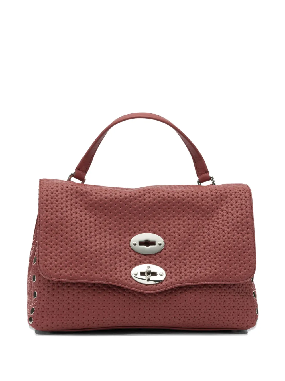 Zanellato Postina® perforated studded leather tote bag - Rosso