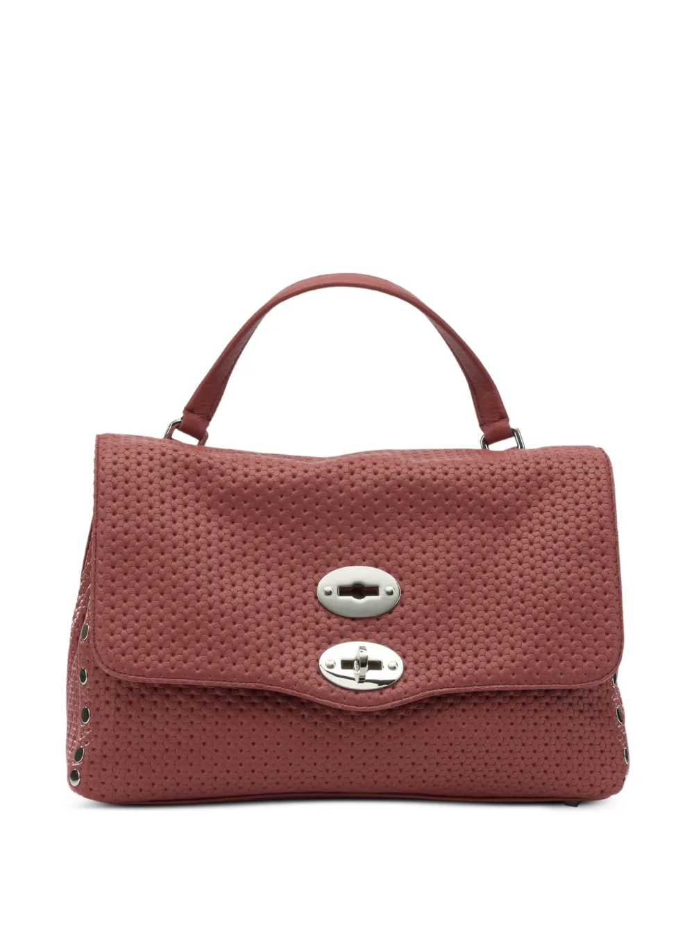 Zanellato Postina® perforated studded leather tote bag - Rosso