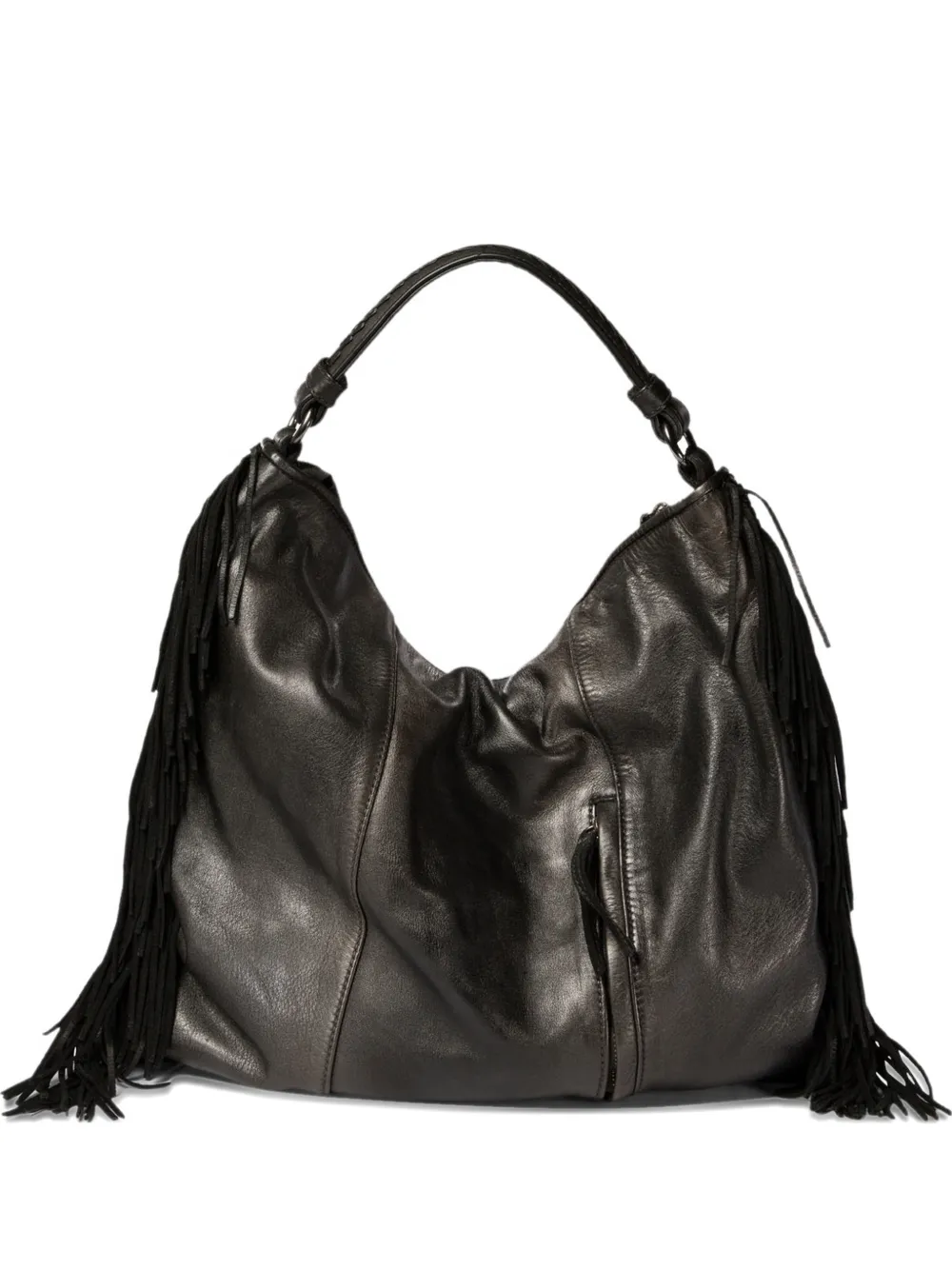 Reptile's House fringed-hem shoulder bag - Nero