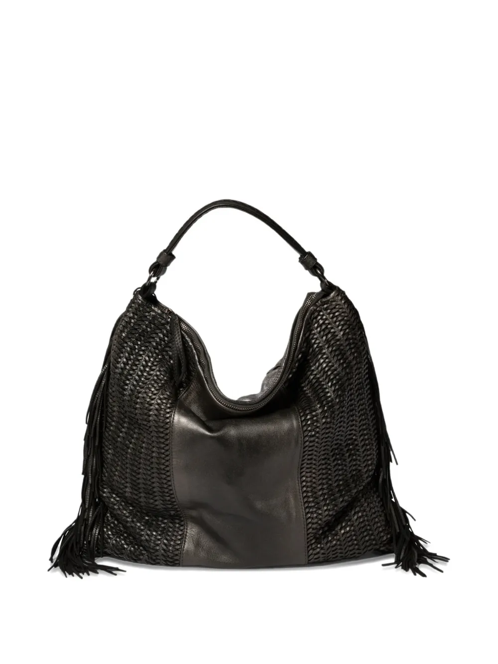 Reptile's House fringed-hem shoulder bag - Nero