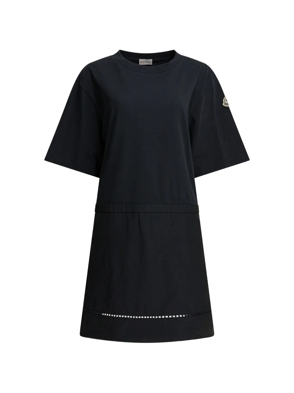 Moncler short-sleeve embroidered T-shirt mini dress - Nero
