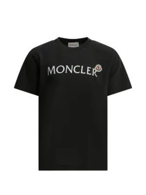 Moncler Enfant logo-embroidered T-shirt | Black | FARFETCH CA