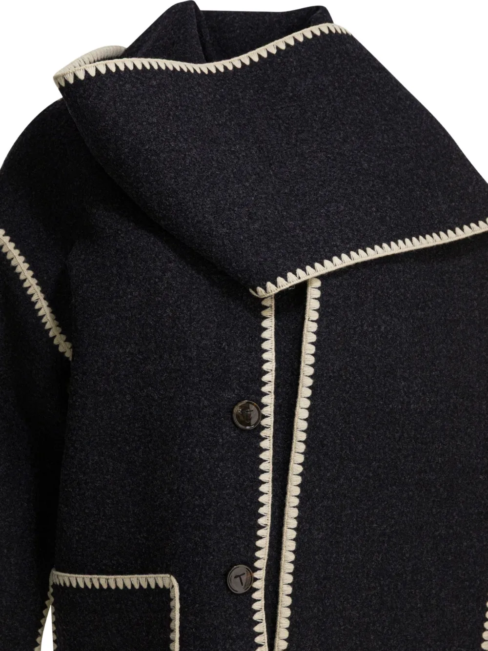 Totême Fringe Trim Coat In Black