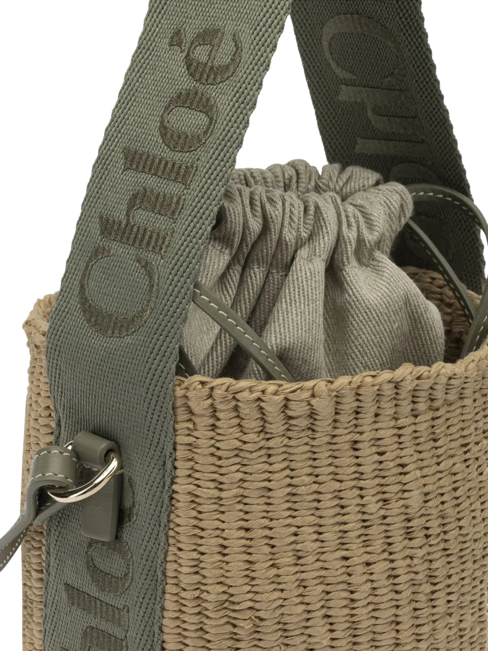 Chloé Woody kleine bucket-tas met trekkoord Beige