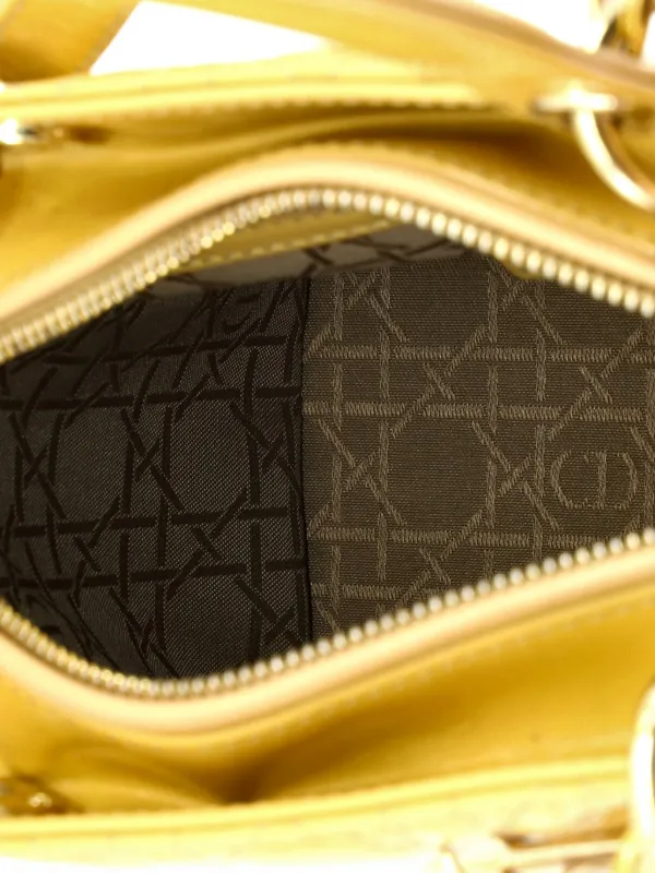 Christian Dior Pre-Owned Lady Dior Bag Cannage Quilt Patent Medium