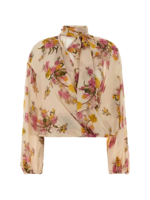 Blumarine floral pussy-bow blouse