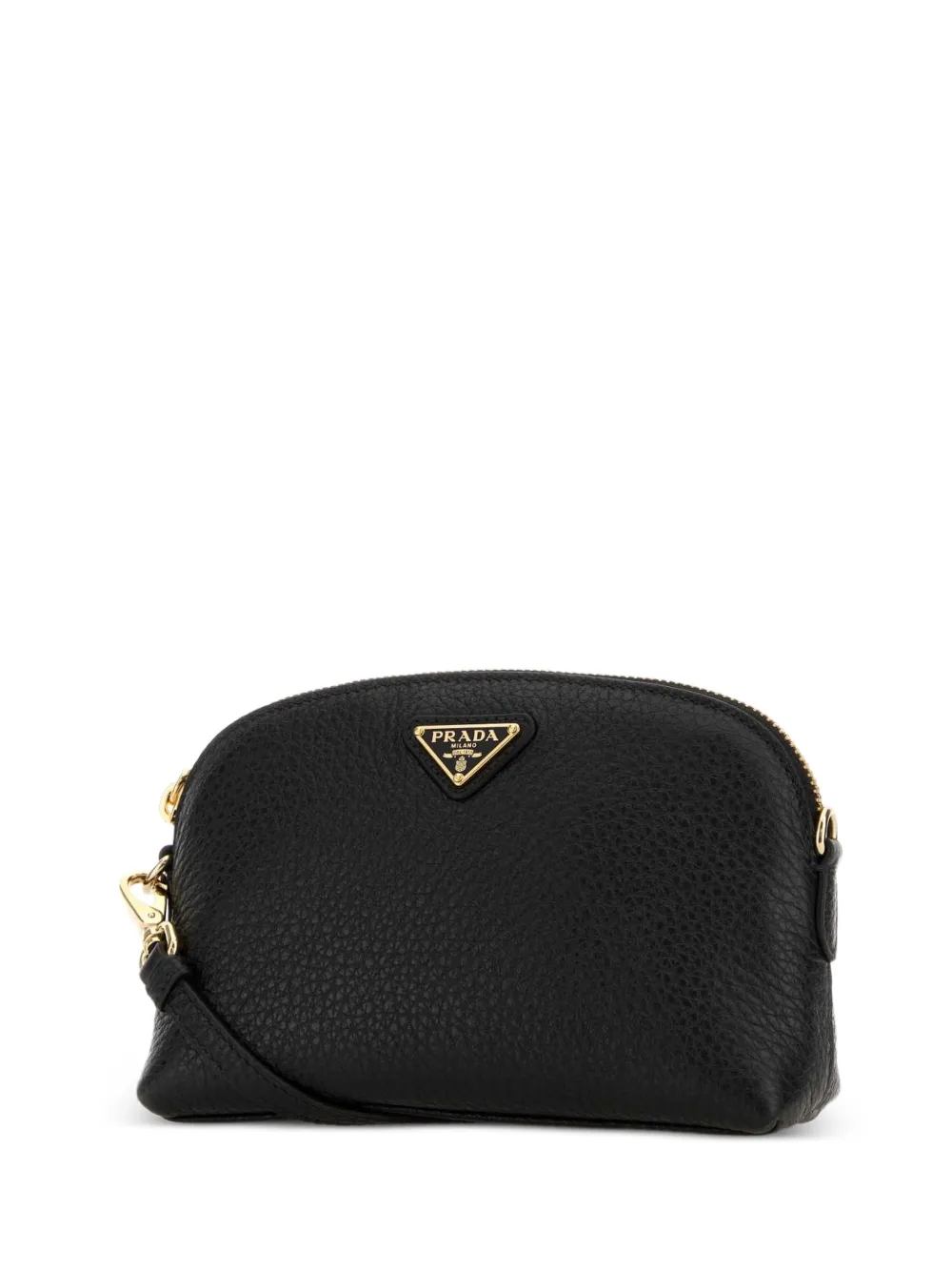 Prada Leren crossbodytas met logoplakkaat Zwart
