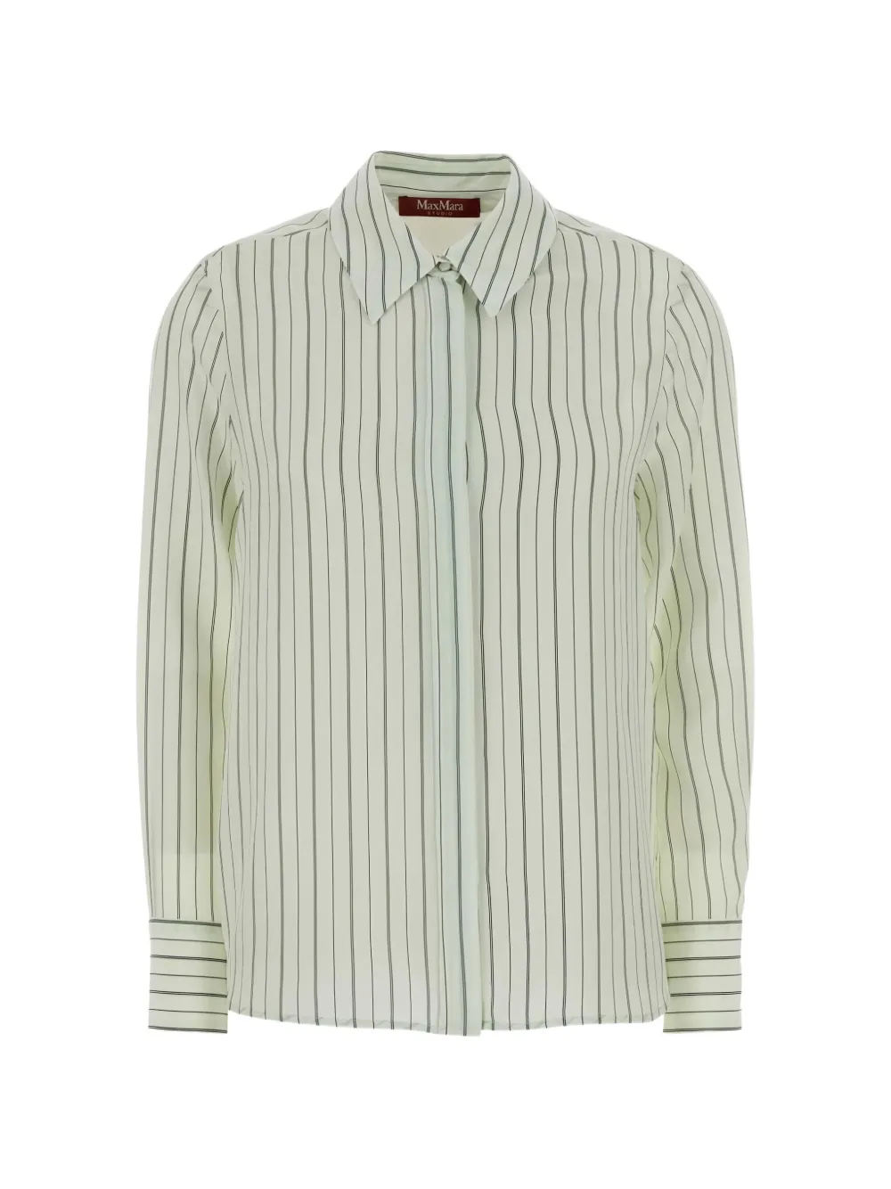 Max Mara Camicia a righe in seta - Verde