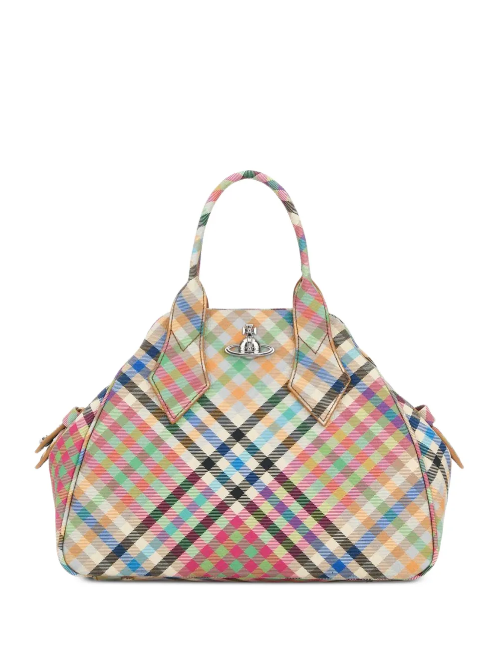 Vivienne Westwood medium Yasmine plaid tote bag - Toni neutri