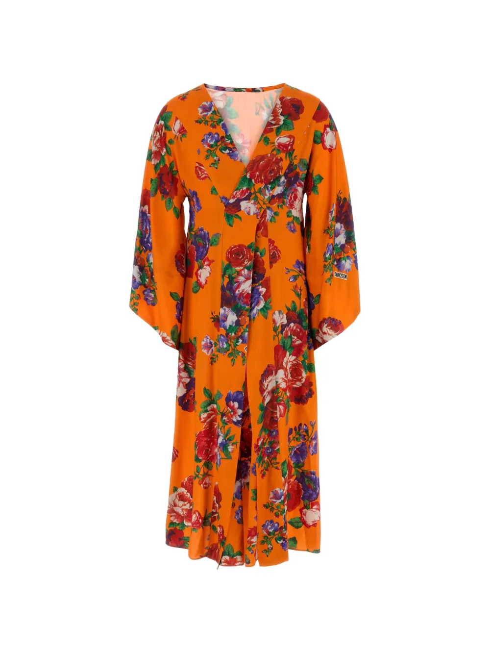 Moschino floral-print V-neck midi dress - Orange